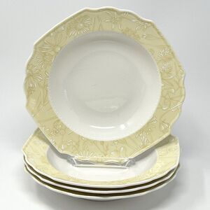 Villeroy & Boch My Garden Daisy Rim Soup Bowls 8.5” Set Of 4 Yellow White Floral